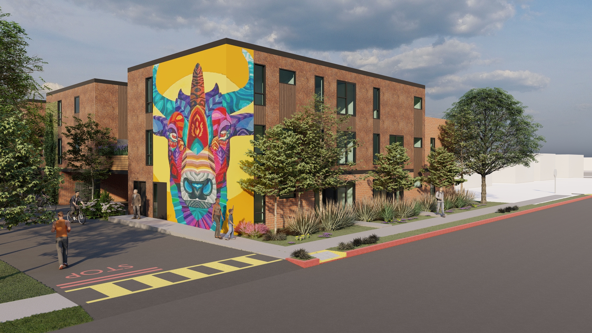 990 Sheridan Mural Sideview Bull Rendering